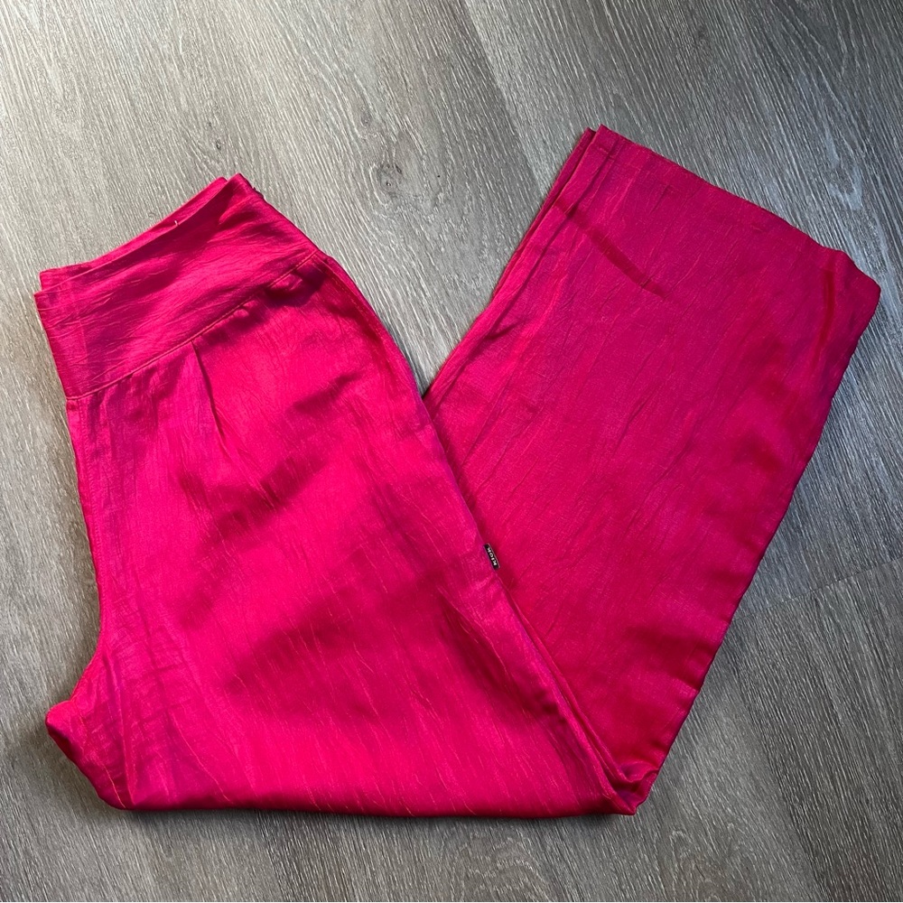 Klok Denmark pink Linen flat-front Wide leg Pants